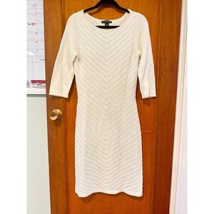 Lauren‎ Ralph Lauren sweater dress Small ivory knit 3/4 sleeve long / maxi midi